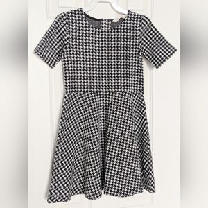 H&M Girls' (Size 6-8) Black & White Short-Sleeve Houndstooth Dress w/Back Zipper